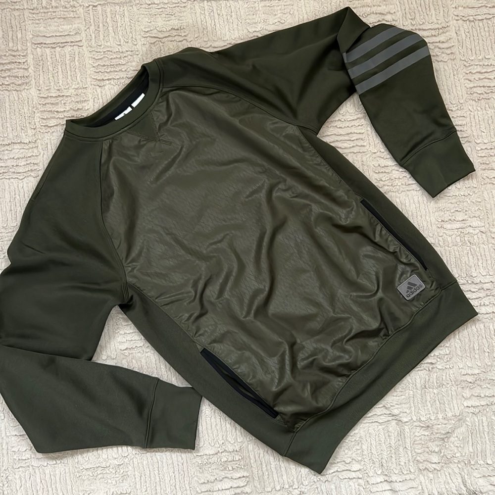 Adidas sweatshirt, thumbholes pockets green color adidas sample,Small oversized